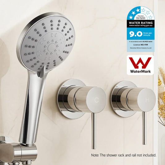 Alona.com.au Furniture > Bathroom > Shower Heads & Screens Cefito 4.5" Handheld Shower Head Round with Wall Twin Swivel Bathroom Tap Silver