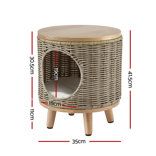 Alona.com.au Furniture > Living Room > Side Tables Gardeon Coffee Side Table Wicker Steel Desk Pet Bed Storage Outdoor Furniture