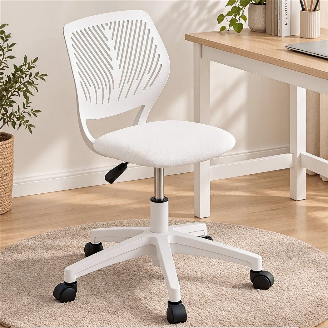 Alona.com.au Furniture > Office > Office & Desk Chairs Artiss Ergonomic Office Chair Armless Study Chair Height Adjustable for Girls Boys Teens White