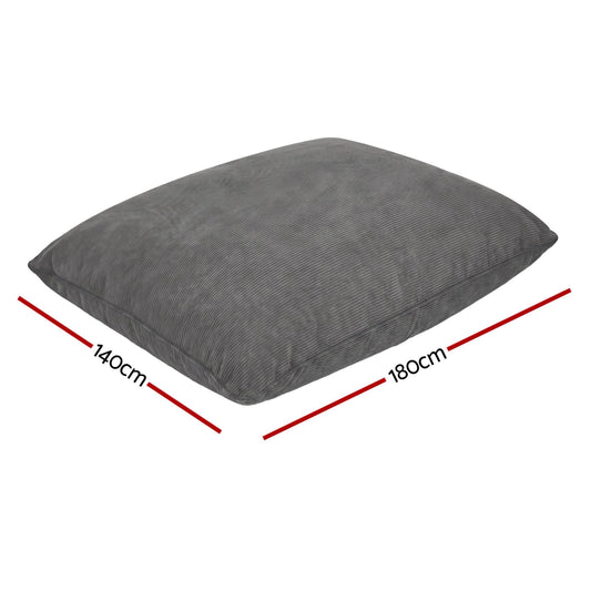 Alona.com.au Furniture > Sofas > Sofa Accessories Artiss 3 in 1 Bean Bag Chair Cover (No Filler) Convertible Bean Bag for Adults, Corduroy Stuffed Animal Storage Bean Bag Cover Washable for Living Room Bedroom, Grey