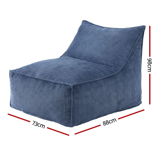 Alona.com.au Furniture > Sofas > Sofa Accessories Artiss Bean Bag Chair Cover (No Filler) Soft Corduroy Stuffed Animal Storage Bean Bag Cover for Adults, Washable Lazy Sofa Cover for Living Room Bedroom, Blue