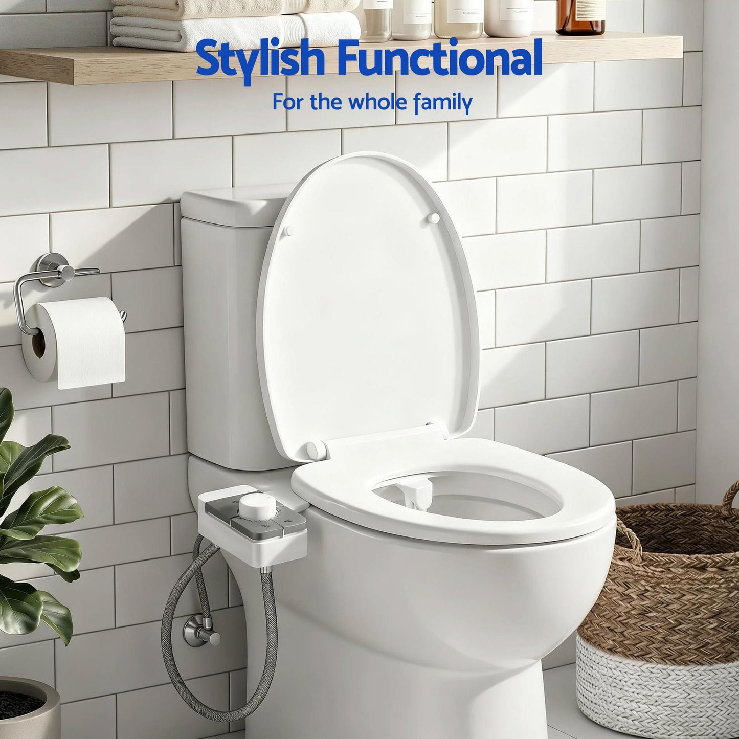 Alona.com.au Home & Garden > Bathroom Accessories > Toilet & Bidet Accessories Cefito Non-Electric Ultra-Slim Bidet Attachment Detachable Bidet with Dual Nozzle Frontal & Rear Wash Adjustable Water Pressure Cold Water Toilet Bide