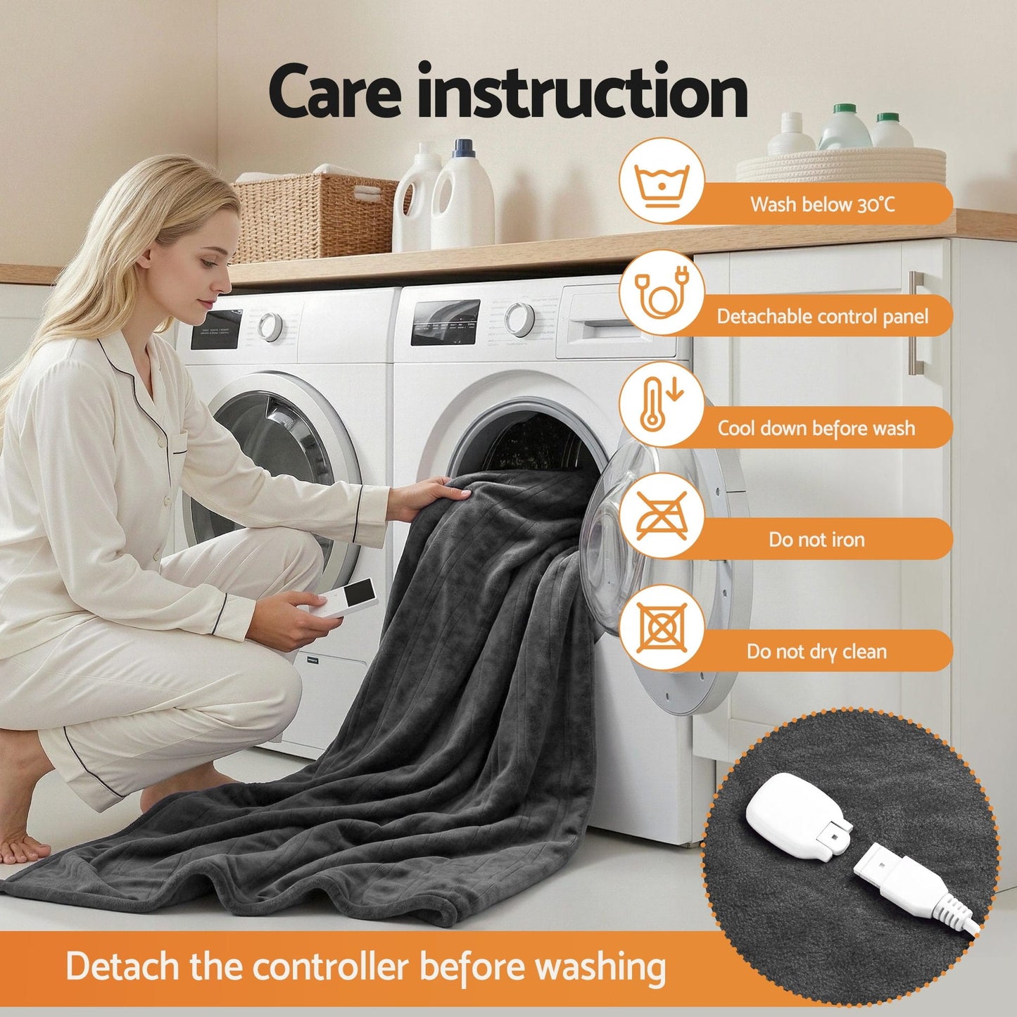 Alona.com.au Home & Garden > Bedding > Blankets & Throws Giselle Electric Throw Rug Double Size 200x180cm Coral Fleece Heated Blanket Grey