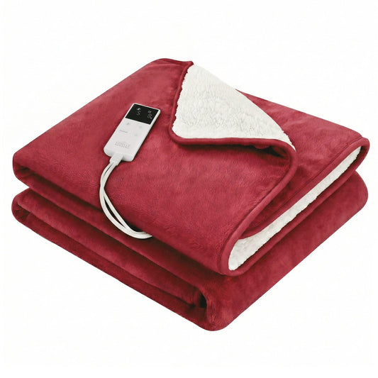 Alona.com.au Home & Garden > Bedding > Blankets & Throws Giselle Electric Throw Rug Double Size 200x180cm Fleece Flannel Heated Blanket Burgundy