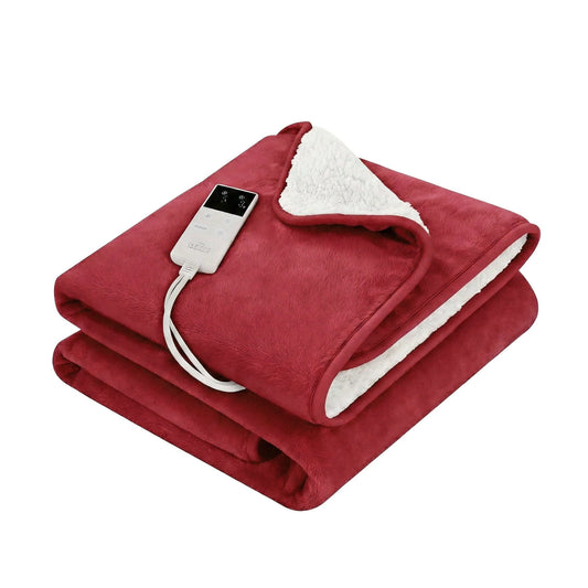 Alona.com.au Home & Garden > Bedding > Blankets & Throws Giselle Electric Throw Rug Dual Side Fleece Flannel Heated Blanket Burgundy