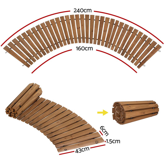 Alona.com.au Home & Garden > Decor > Garden Ornaments Gardeon 8FT Wooden Garden Pathway Roll-Out Curved Walkway Outdoor Backyard Brown