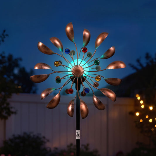Alona.com.au Home & Garden > Decor > Garden Ornaments Gardeon Garden Windmill Metal Wind Spinner Solar Light Outdoor 190cmr Bronze