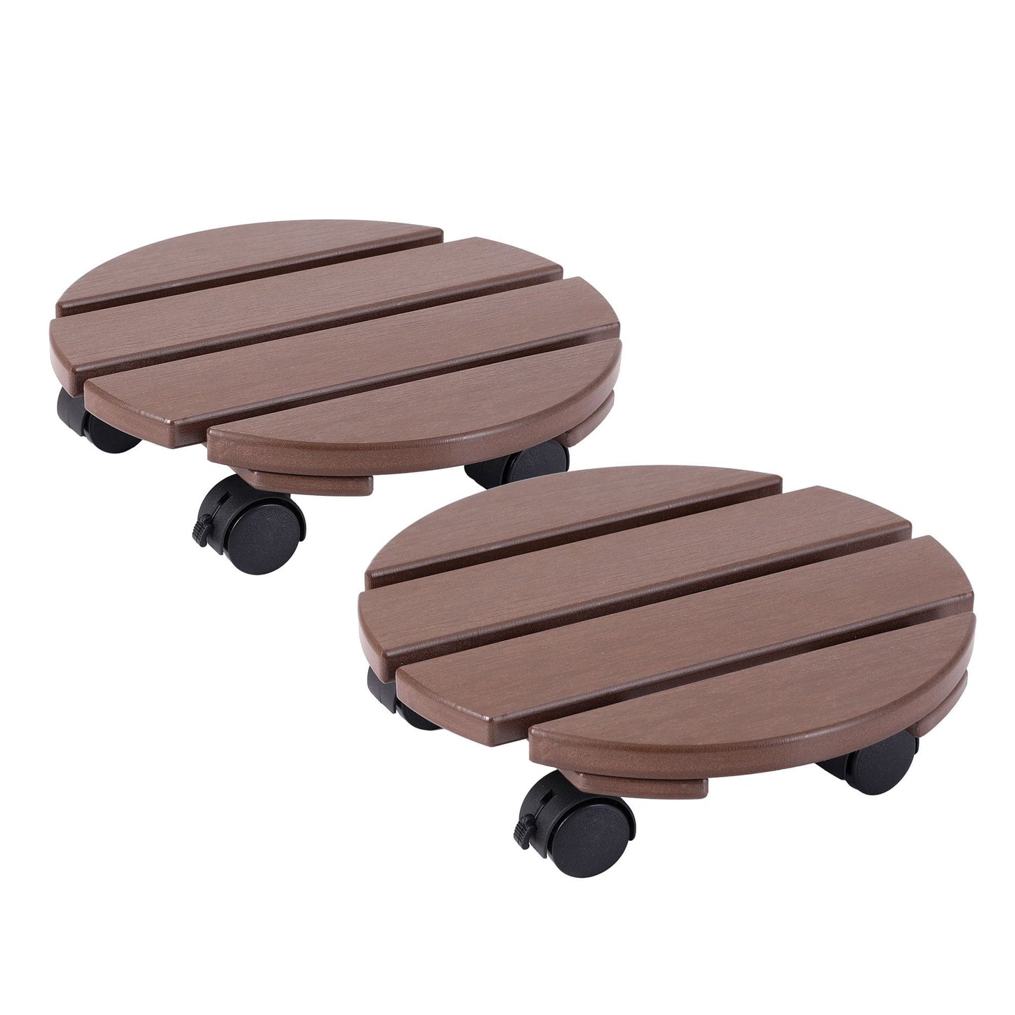 Alona.com.au Home & Garden > Garden Beds > Garden Beds & Planters Gardeon 2PC Plant Carts HDPE Plant Caddy With Lockable Wheels Rolling Brown