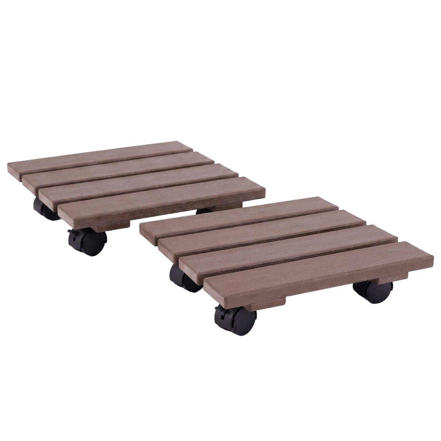 Alona.com.au Home & Garden > Garden Beds > Garden Beds & Planters Gardeon 2PC Plant Carts HDPE Plant Caddy With Lockable Wheels Rolling Brown