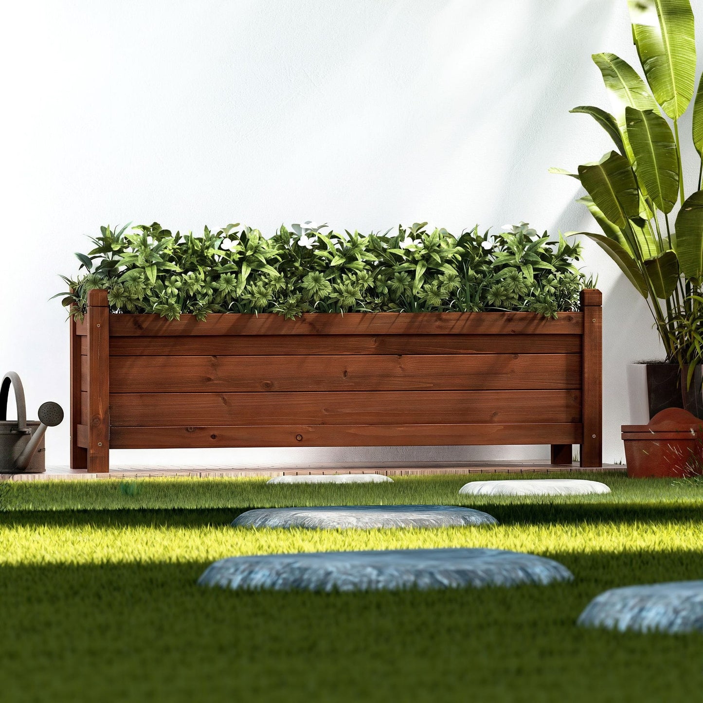 Alona.com.au Home & Garden > Garden Beds > Garden Beds & Planters Green Fingers Garden Bed Wooden Planter Box Raised Container Growing 90x30x33cm Brown