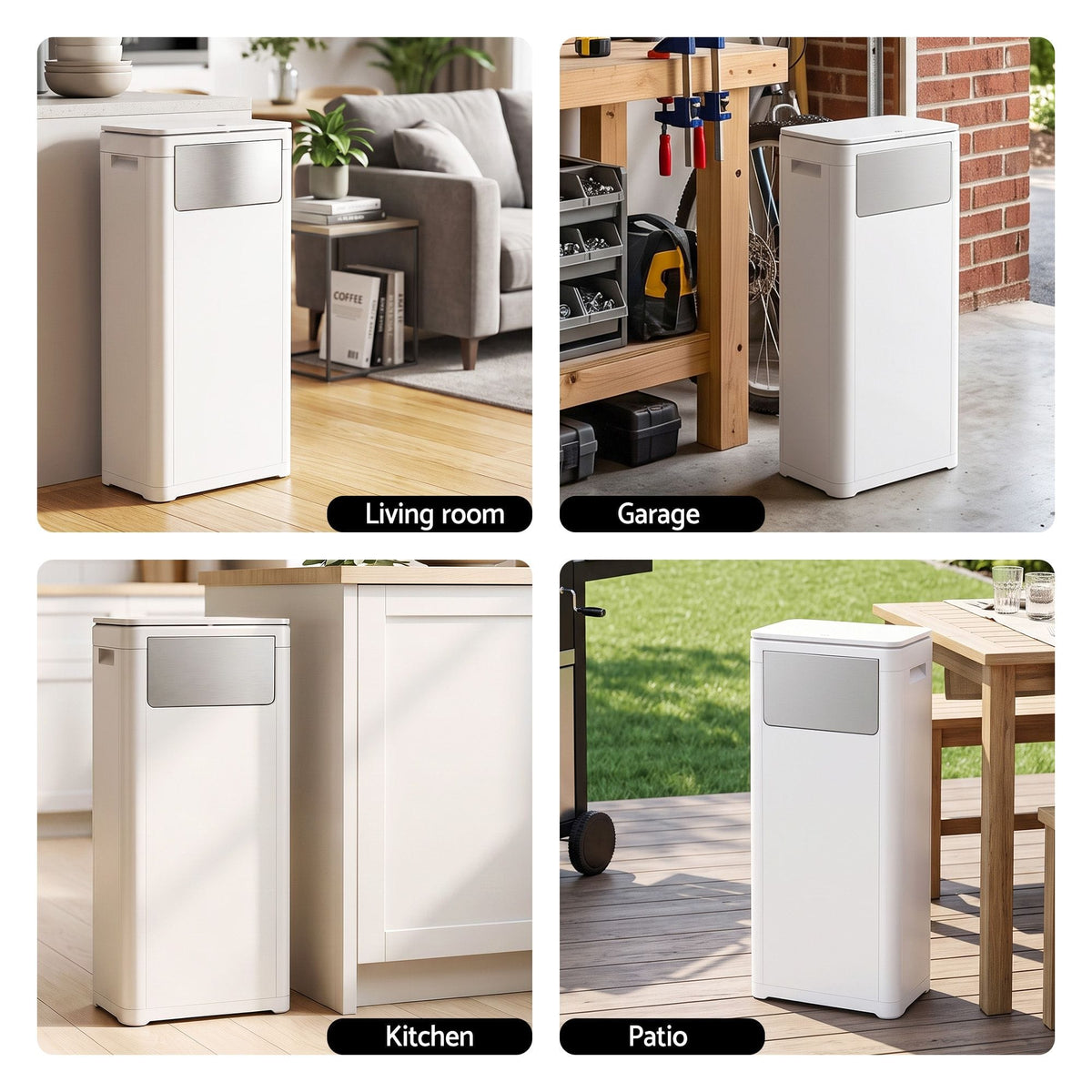 Alona.com.au Home & Garden > Kitchen Bins > Automatic Bins Cefito 30L Commercial Trash Can with Lid Front Push Flap Rubbish Bin White