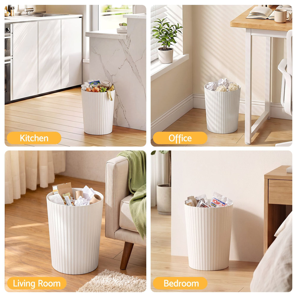 Alona.com.au Home & Garden > Kitchen Bins > Automatic Bins Cefito 8L Open Top Rubbish Bins Waste Bin Trash Can Storage Dustbin White