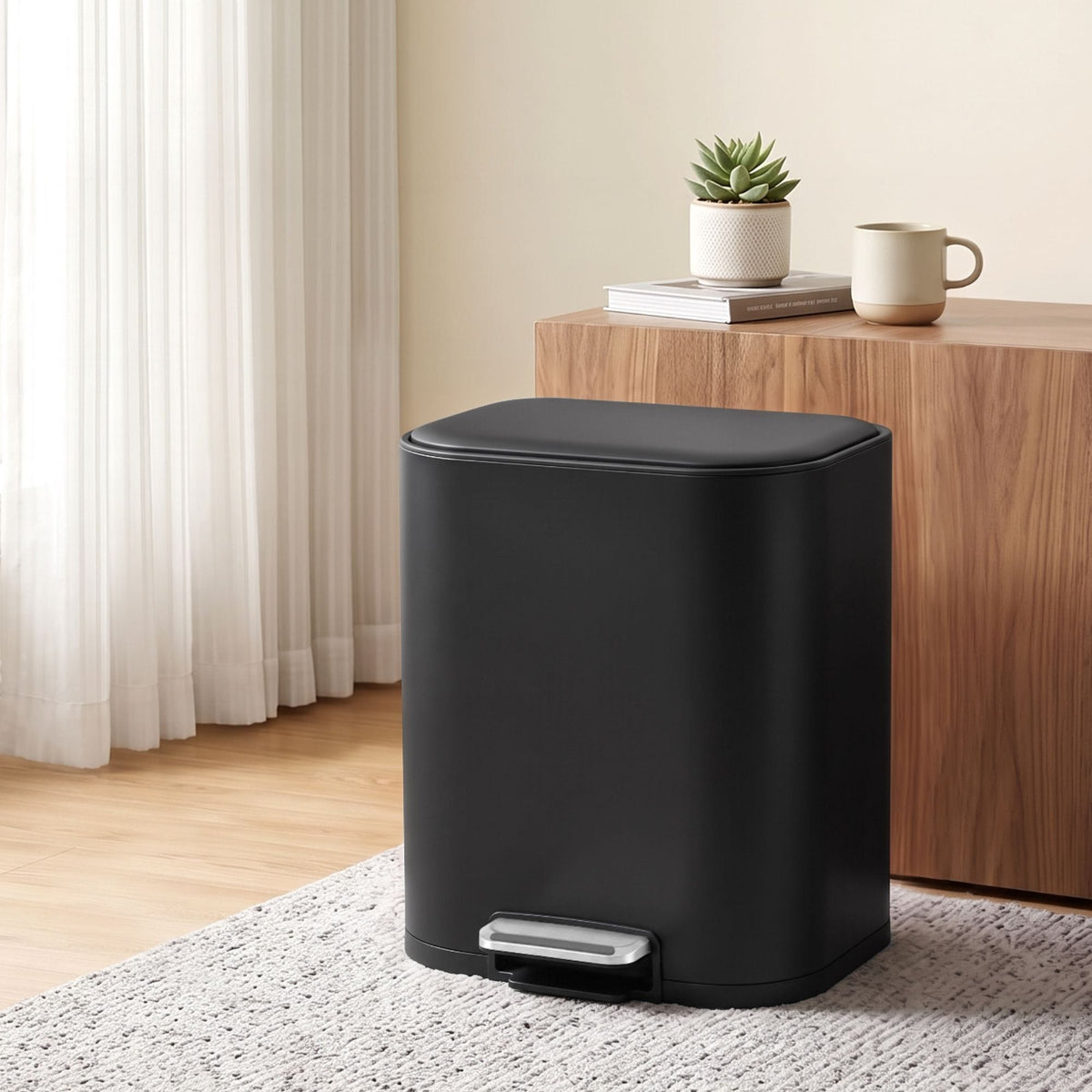 Alona.com.au Home & Garden > Kitchen Bins > Pedal Bins Cefito 20L Trash Bin Steel Pedal Bins Soft Close Kitchen Rubbish Waste Can Black