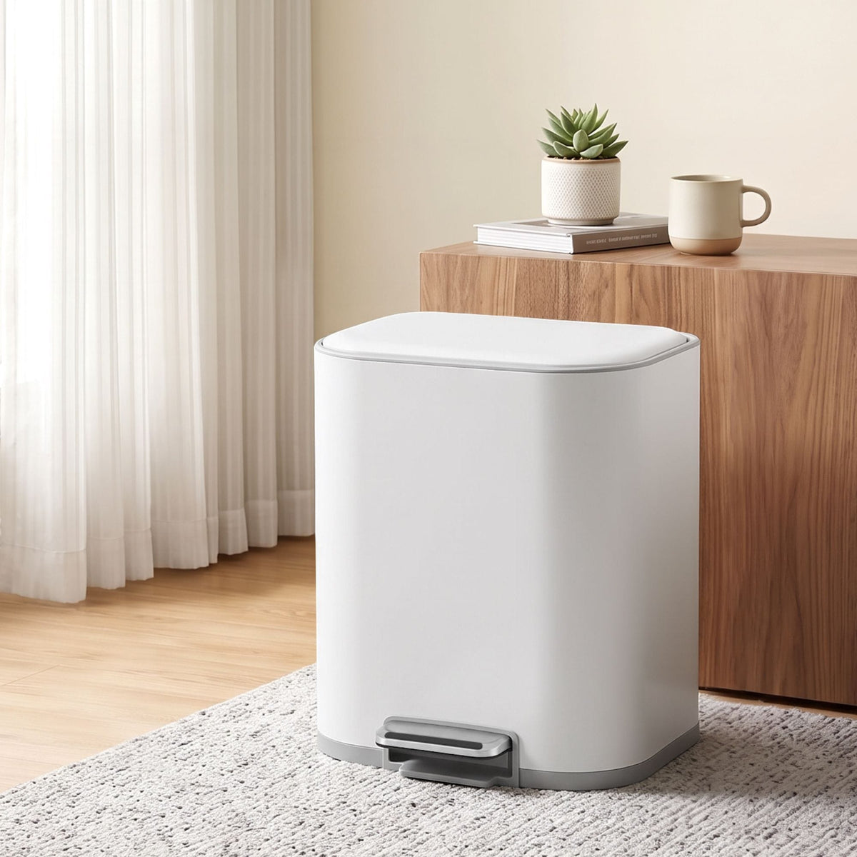 Alona.com.au Home & Garden > Kitchen Bins > Pedal Bins Cefito 20L Trash Bin Steel Pedal Bins Soft Close Kitchen Rubbish Waste Can White