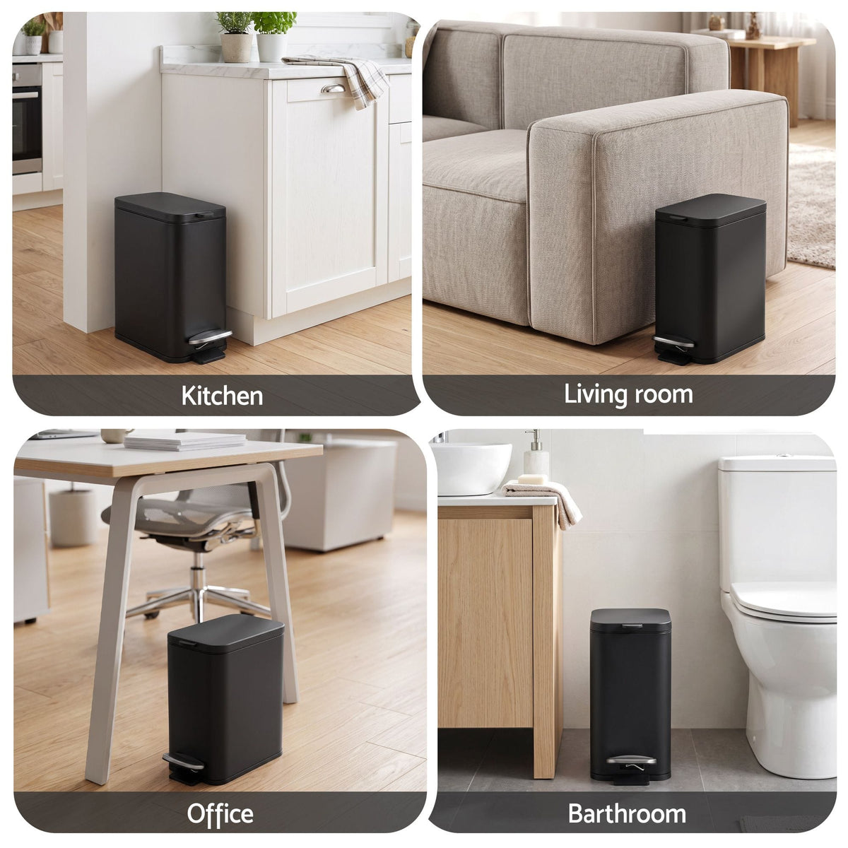 Alona.com.au Home & Garden > Kitchen Bins > Pedal Bins Cefito 5L Pedal Rubbish Bin Carbon Steel Rectangular Trash Can Removable Bucket Black