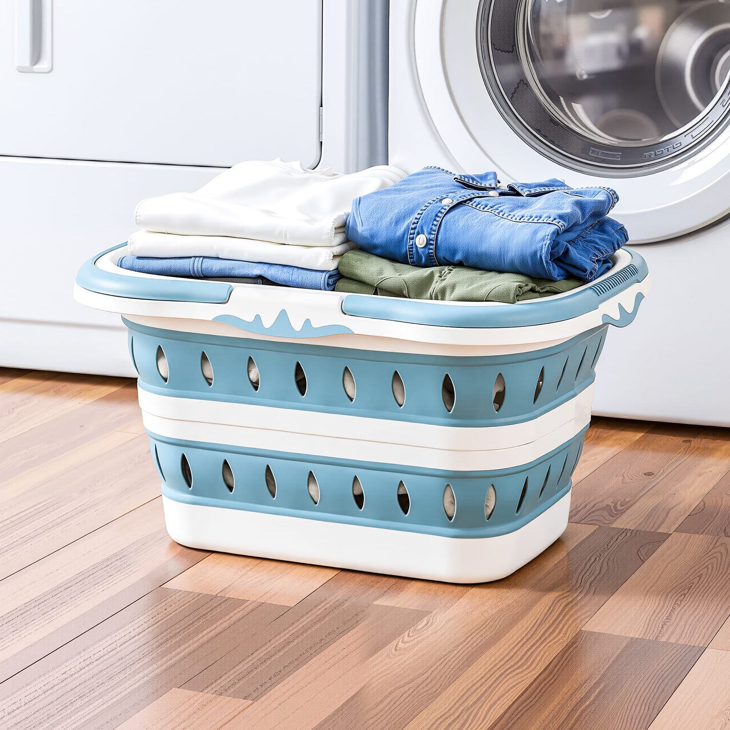 Alona.com.au Home & Garden > Laundry & Cleaning > Laundry Baskets Artiss Laundry Basket Hamper Large Foldable Washing Clothes Storage Organiser Blue