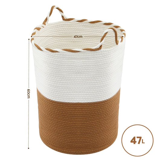 Alona.com.au Home & Garden > Laundry & Cleaning > Laundry Baskets Artiss Woven Laundry Basket with handles Foldable White & Brown