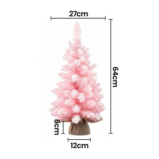 Alona.com.au Occasions > Christmas > Christmas Trees Jingle Jollys 60cm Flocked Pink Christmas Tree Mini Tabletop Xmas Tree