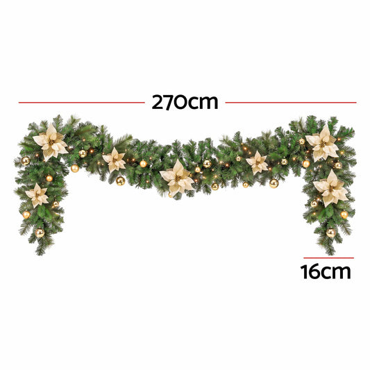 Alona.com.au Occasions > Christmas > Christmas Wreaths & Garlands Jingle Jollys 2.7M Christmas Garland 8 Mode LEDs Timing 200 Tips Flowers Balls