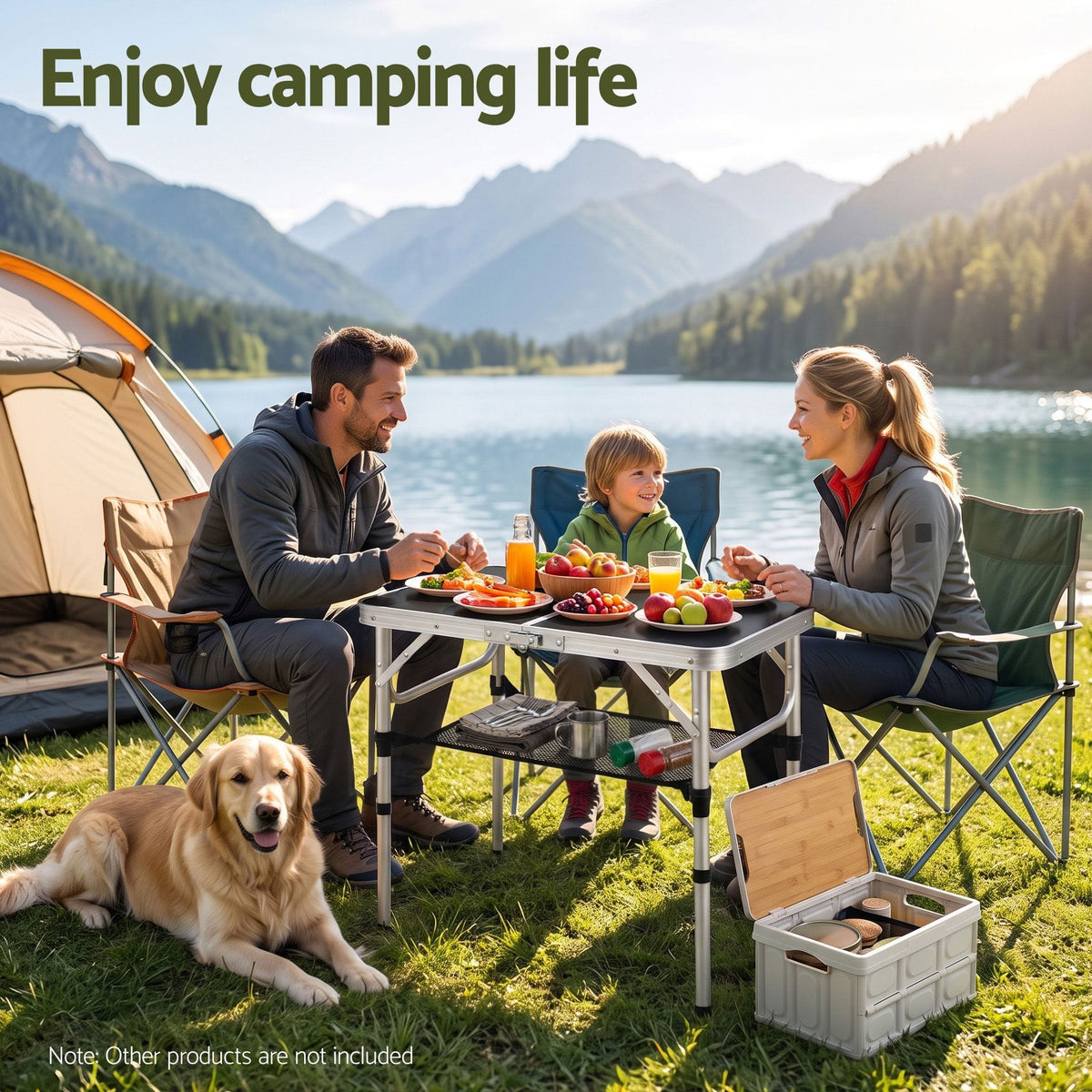 Alona.com.au Outdoor Recreation > Camping > Camp Furniture Weisshorn Folding Camping Table Adjustable Aluminium 60 x 40 cm Black