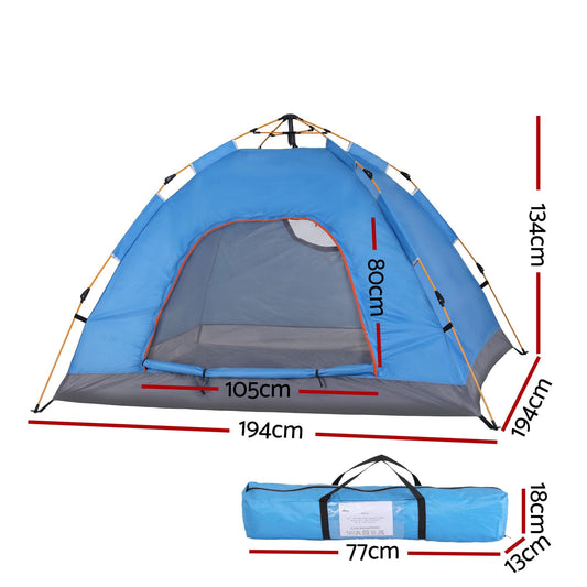 Alona.com.au Outdoor Recreation > Camping > Tents Weisshorn Camping Tent Instant Tent Pop up 2 Person Outdoor Hiking Tents Hiking Blue
