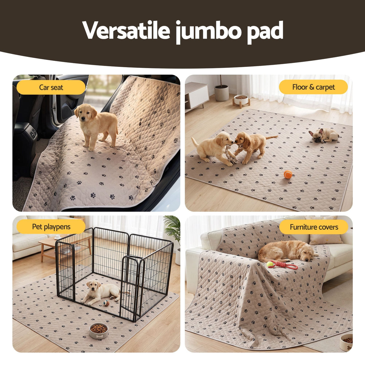 Alona.com.au Pet Care > Dog Supplies > Dog Training Aids i.Pet Pet Training Pads Washable Dog Pee Pads Puppy Toilet Mat 183x183cm