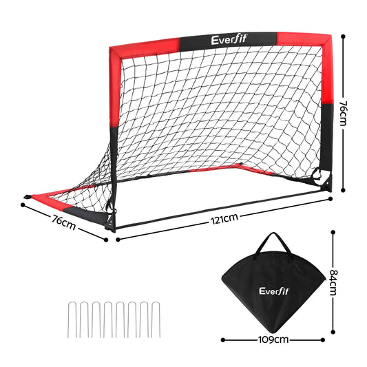 Alona.com.au Sports & Fitness > Ball Sports > Soccer & Soccer Accessories Everfit Pop Up Soccer Goal Nets Heavy Duty Portable Kids Training Set 2 Pcs Red