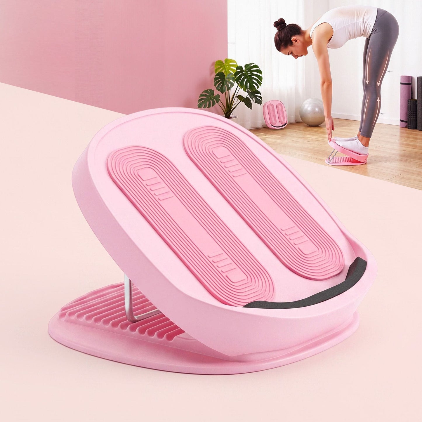 Alona.com.au Sports & Fitness > Exercise, Gym & Fitness > Gym Equipment & Accessories Everfit Slant Board, Balance Board, 14-Level Adjustable Incline Calf Stretcher for Stretching, Squats and Home Fitness Pink