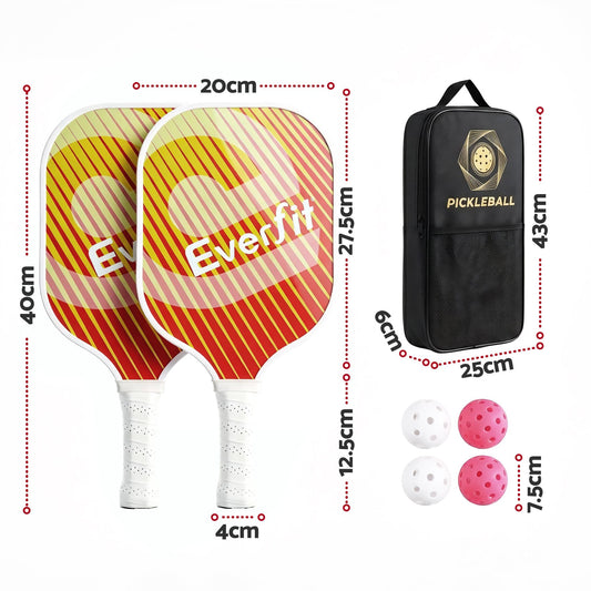 Alona.com.au Sports & Fitness > Racquet Sports > Pickleball Everfit Pickleball Paddle Set Fibreglass Racquet Honeycomb Core With Bag Orange