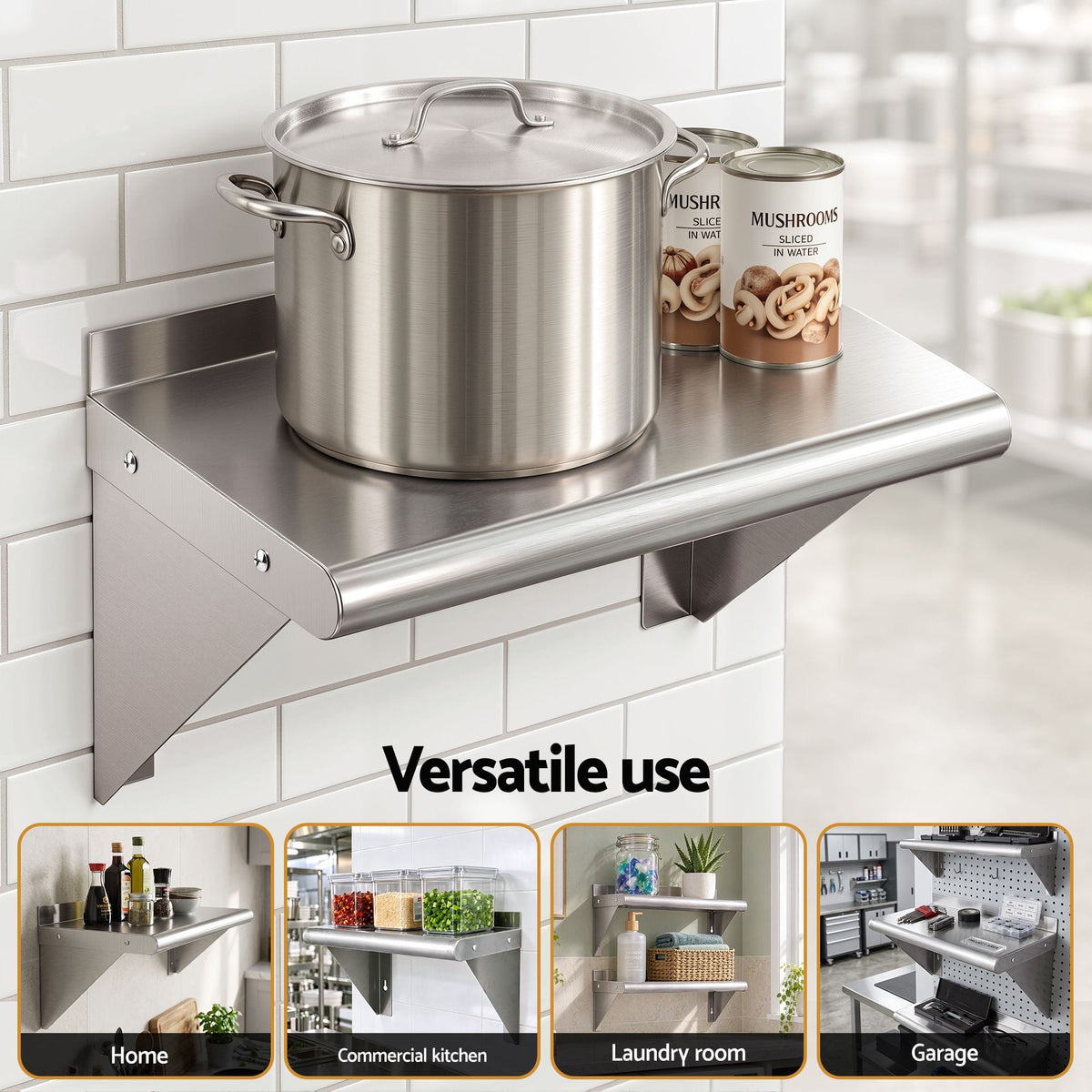 Alona.com.au Tools > Tools Storage > Wall Storage Racks Cefito 410 x 250mm 430 Stainless Steel Compact Kitchen Wall Shelf