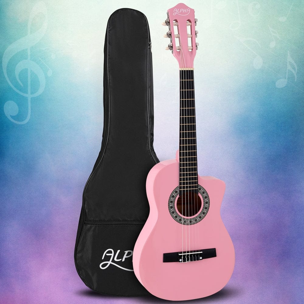 Alpha Audio & Video > Musical Instrument & Accessories > Guitars Alpha 34 Inch Classical Guitar Wooden Body Nylon String Beginner Kids Gift Pink