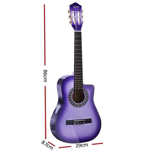 Alpha Audio & Video > Musical Instrument & Accessories > Guitars Alpha 34 Inch Classical Guitar Wooden Body Nylon String Beginner Kids Gift Purple