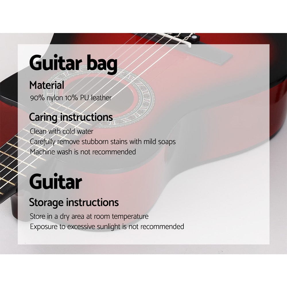 Alpha Audio & Video > Musical Instrument & Accessories > Guitars Alpha 34 Inch Classical Guitar Wooden Body Nylon String Beginner Kids Gift Red