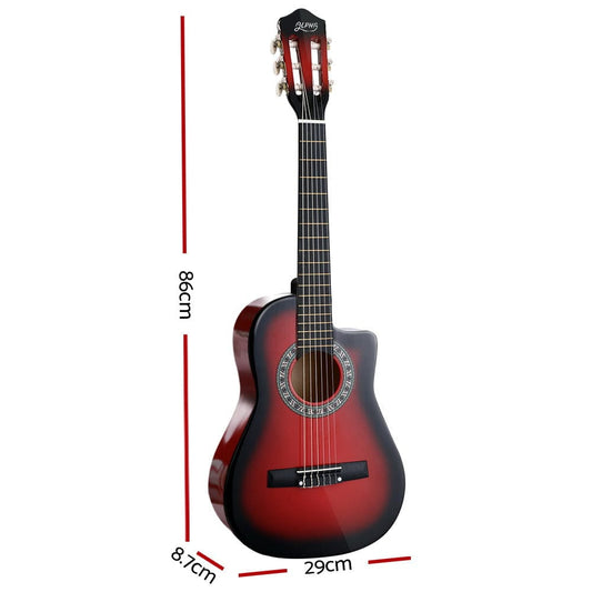 Alpha Audio & Video > Musical Instrument & Accessories > Guitars Alpha 34 Inch Classical Guitar Wooden Body Nylon String Beginner Kids Gift Red