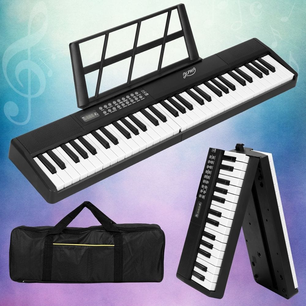 Alpha Audio & Video > Musical Instrument & Accessories > Musical Keyboards Alpha 61 Keys Foldable Electronic Piano Keyboard Digital Electric w/ Carry Bag