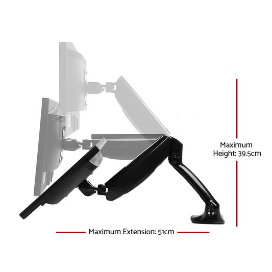 Artiss Electronics > Computer Accessories > Computer Monitors & Accessories Artiss Monitor Arm Gas Spring Dual Desk Mount Screen Holder