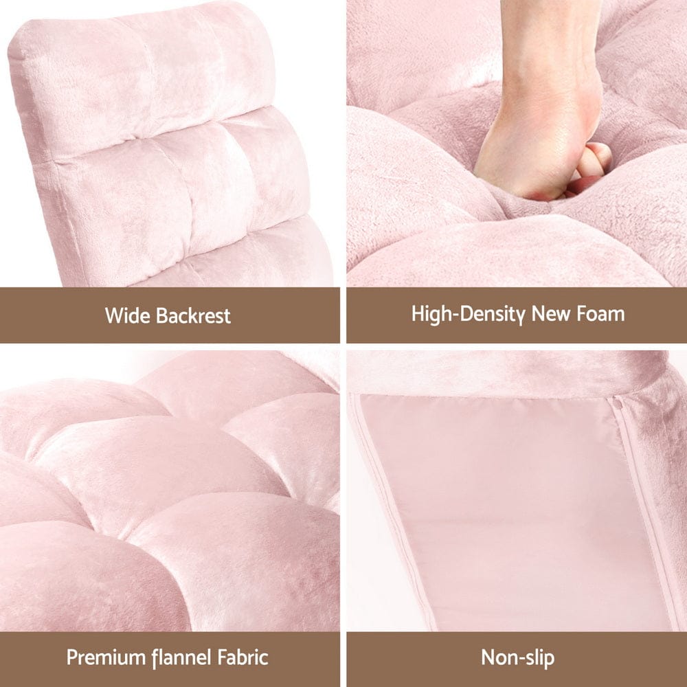Artiss Furniture > Bar Stools & Chairs > Arm Chairs & Recliners Artiss Floor Lounge Sofa Bed Flannel Fabric Pink