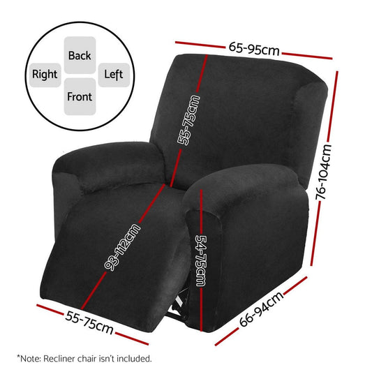 Artiss Furniture > Bar Stools & Chairs > Arm Chairs & Recliners Artiss Recliner Chair Covers 1 Seater Velvet Black