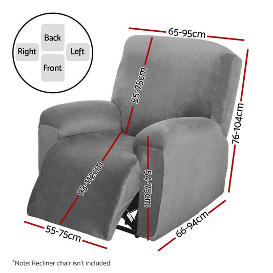 Artiss Furniture > Bar Stools & Chairs > Arm Chairs & Recliners Artiss Recliner Chair Covers 1 Seater Velvet Grey