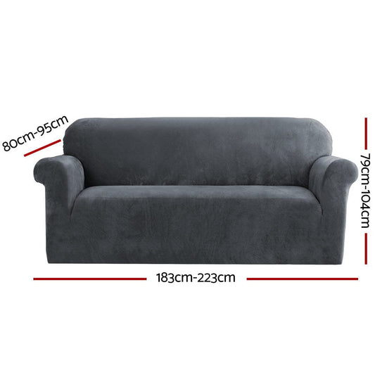 Artiss Furniture > Bar Stools & Chairs > Arm Chairs & Recliners Artiss Sofa Cover Couch Covers 3 Seater Velvet Grey