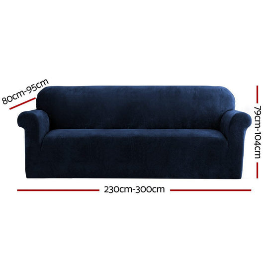 Artiss Furniture > Bar Stools & Chairs > Arm Chairs & Recliners Artiss Sofa Cover Couch Covers 4 Seater Velvet Sapphire