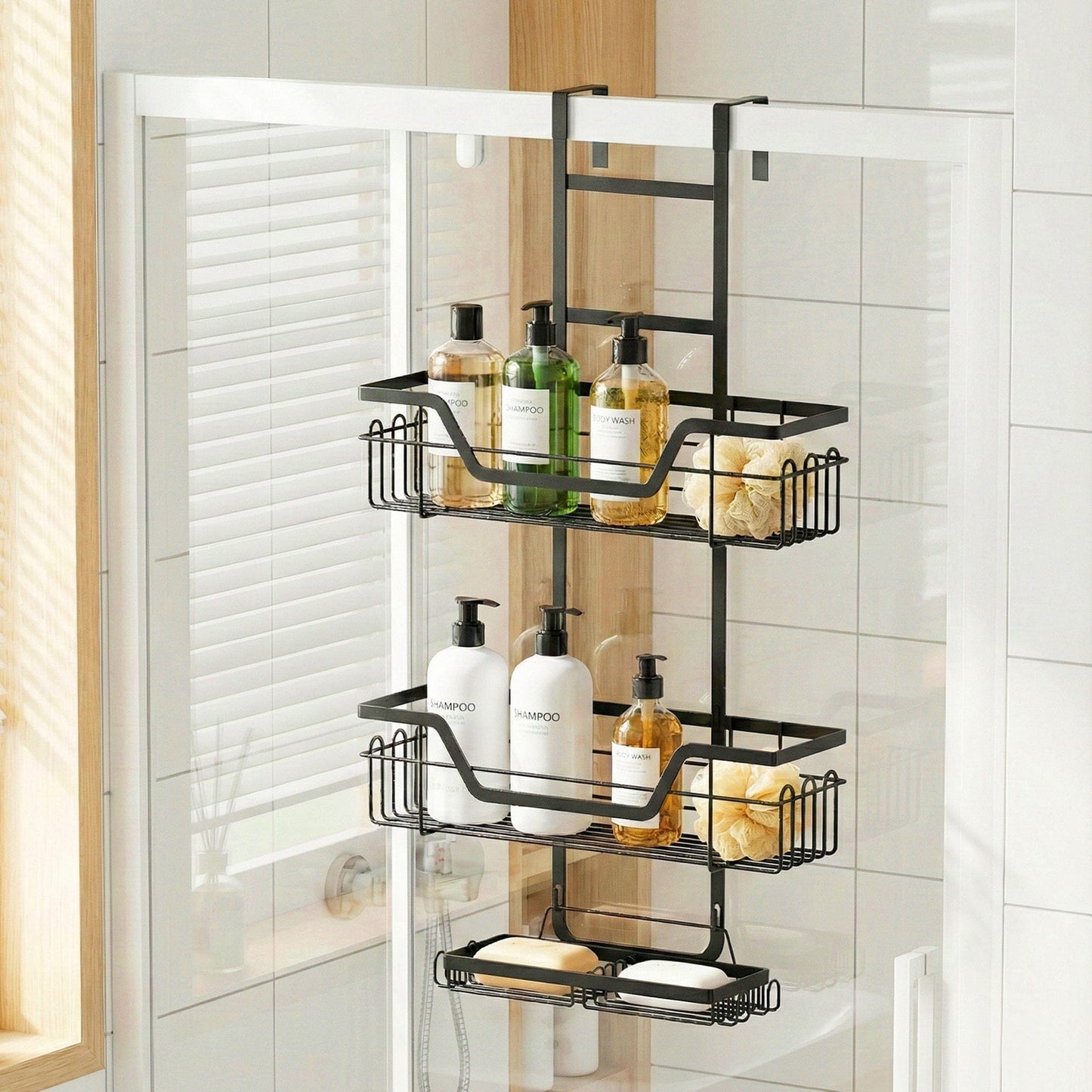 Artiss Furniture > Bathroom > Bathroom Cabinets, Cupboards & Storage Artiss 3 Tier Over The Door Shower Caddy Hanging Bathroom Storage Organizer