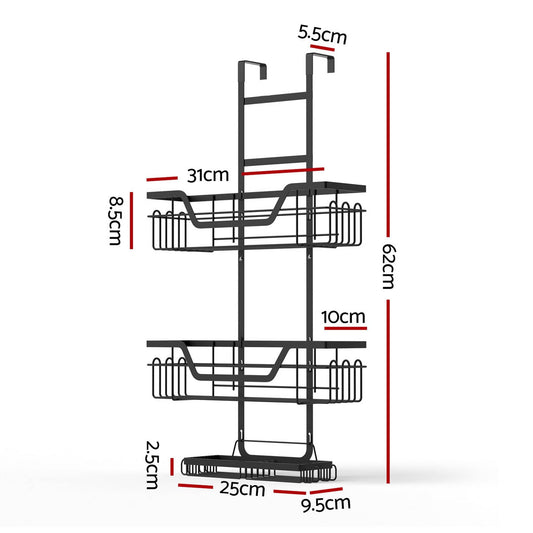 Artiss Furniture > Bathroom > Bathroom Cabinets, Cupboards & Storage Artiss 3 Tier Over The Door Shower Caddy Hanging Bathroom Storage Organizer