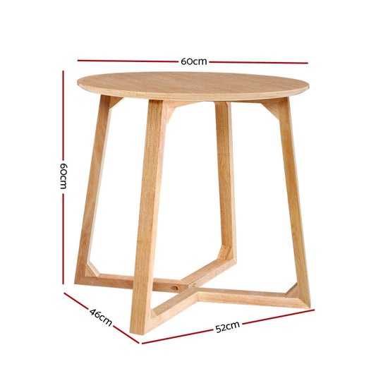 Artiss Furniture > Bedroom > Bedside Tables Artiss Coffee Table Round Side Tables Nightstand Bedside Furniture Wooden Beige