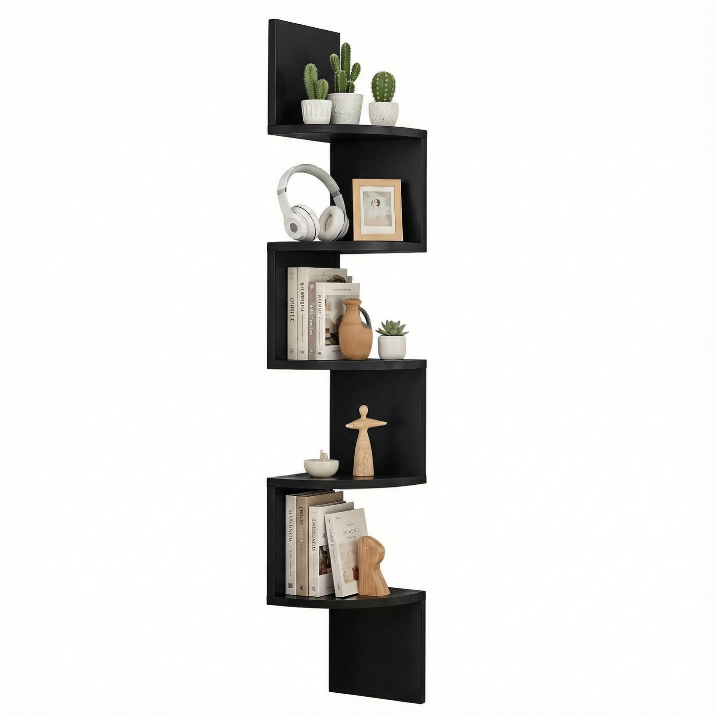 Artiss Furniture > Living Room > Bookcases & Shelves Artiss Wall Shelf Bookshelf Corner Floating 5-Tier Black