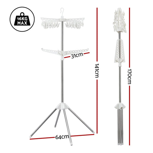 Artiss Furniture > Living Room > Coat Racks Artiss Clothes Rack Airer 2 Tier Rotatable Hanger Foldable