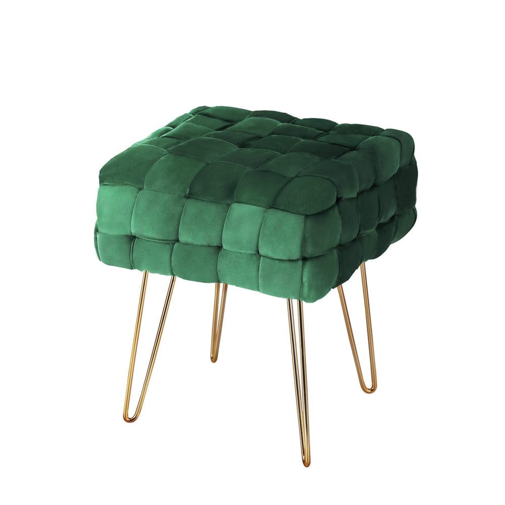 Artiss Furniture > Living Room > Ottomans & Footstools Artiss Ottoman Foot Stool Vanity Woven Velvet Green
