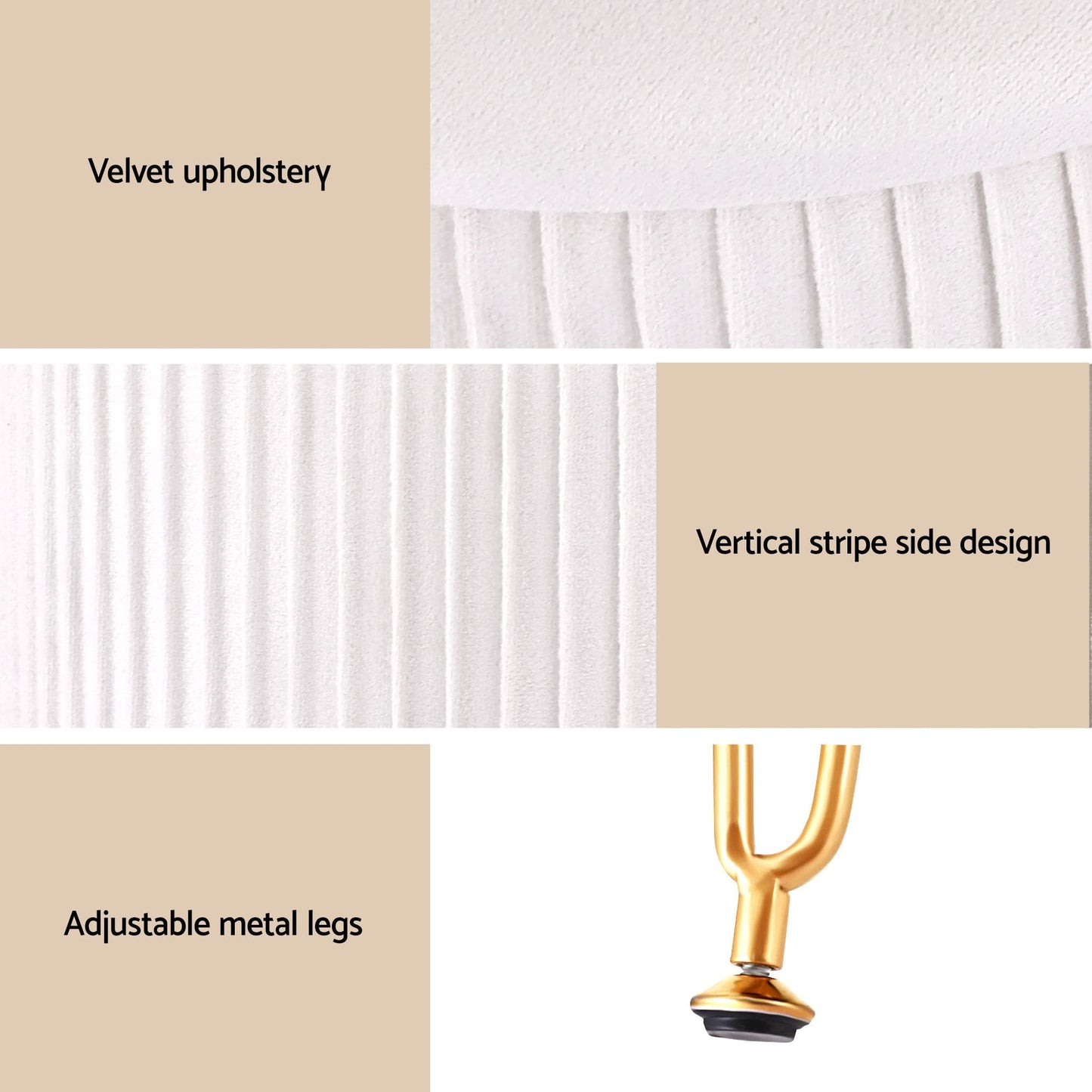 Artiss Furniture > Living Room > Ottomans & Footstools Artiss Ottoman Storage Foot Stool Vanity Velvet Round White