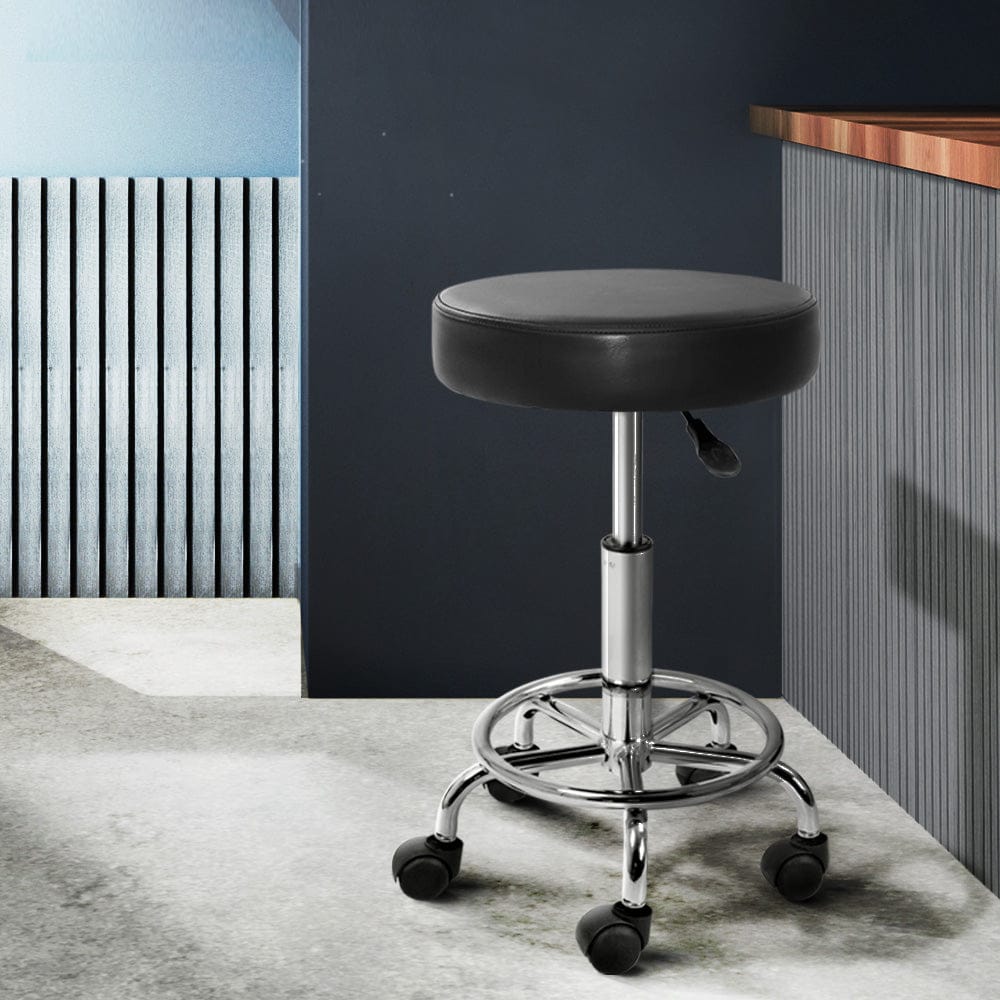 Artiss Furniture > Living Room > Ottomans & Footstools Artiss Salon Stool Round Swivel Chair Black