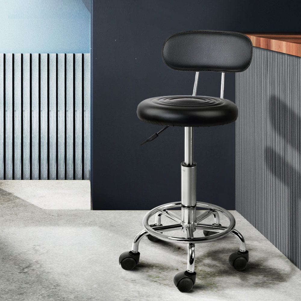 Artiss Furniture > Living Room > Ottomans & Footstools Artiss Salon Stool Swivel Chair Backrest Black